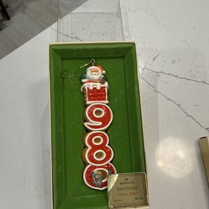 Hallmark Christmas Dough-Look Ornament Santa 1980 Mouse Chimney w/ Box & Cover